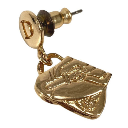 Dior Earrings Saddle Bag Logo Metal Gold
