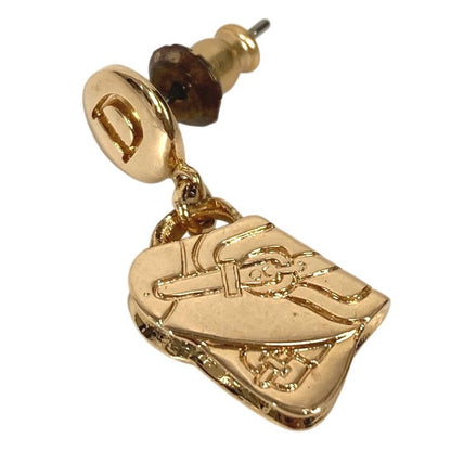 Dior Earrings Saddle Bag Logo Metal Gold