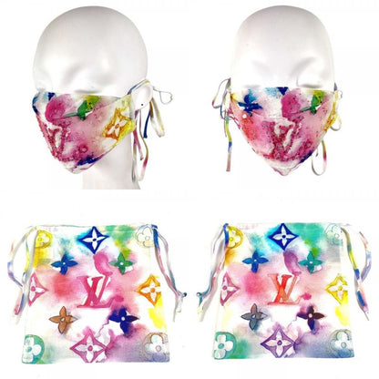 Louis Vuitton Mask Cover Drawstring Pouch Set Cotton Sequins
