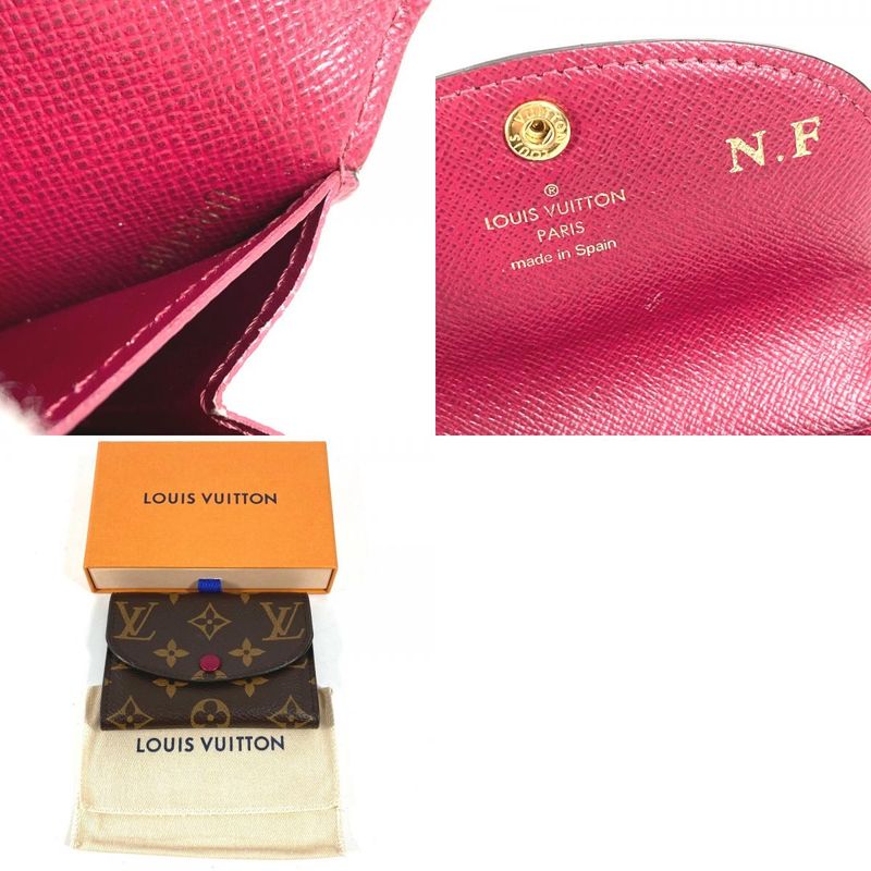 Louis Vuitton Bifold Wallet Porto Mone Rosali Monogram Canvas Fuchsia Fuchsia Brown
