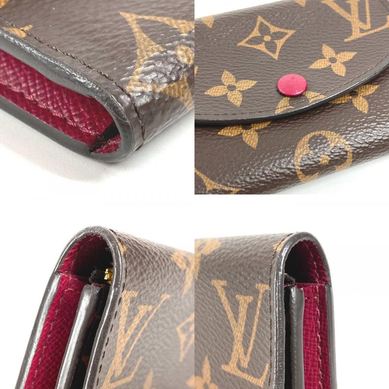Louis Vuitton Bifold Wallet Porto Mone Rosali Monogram Canvas Fuchsia Fuchsia Brown