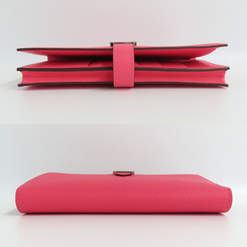 Hermes Bearn Souffle Rose Azalea Epsom Silver