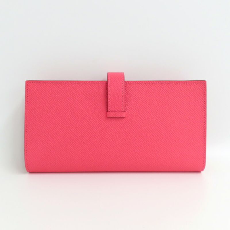 Hermes Bearn Souffle Rose Azalea Epsom Silver