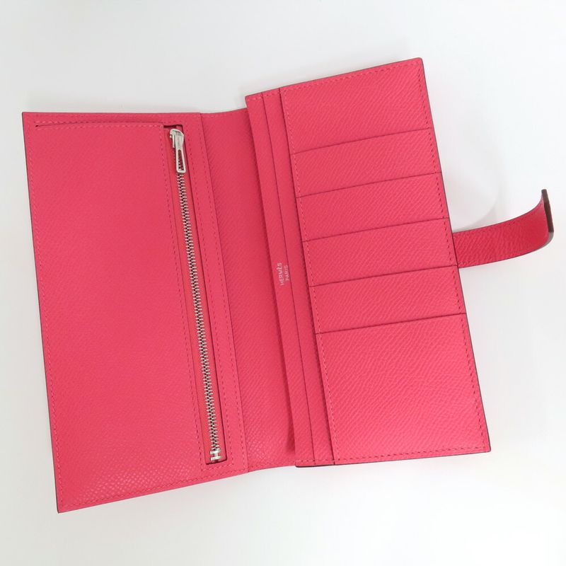 Hermes Bearn Souffle Rose Azalea Epsom Silver