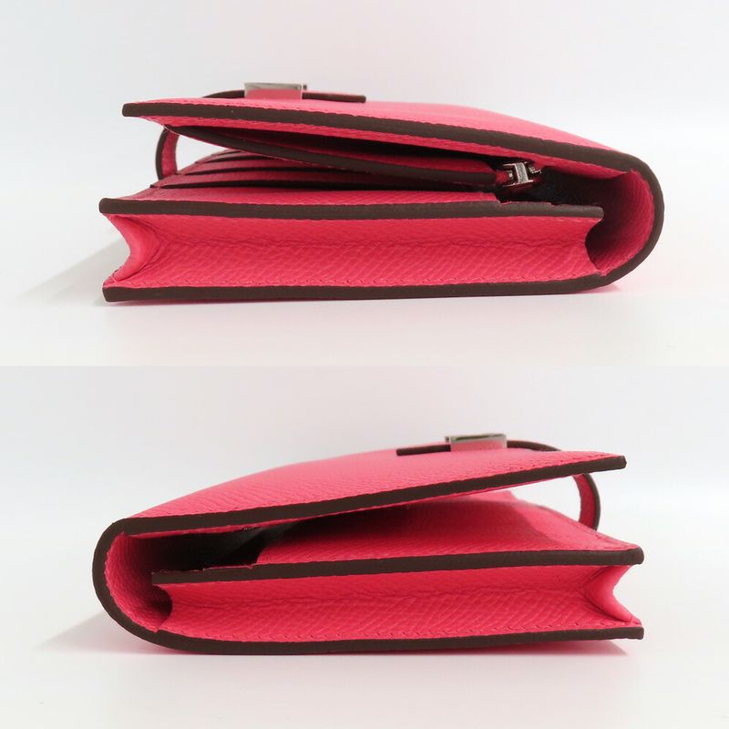 Hermes Bearn Souffle Rose Azalea Epsom Silver