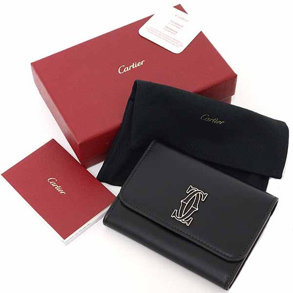 Cartier Wallet C de Cartier Mini Bifold Calfskin Black