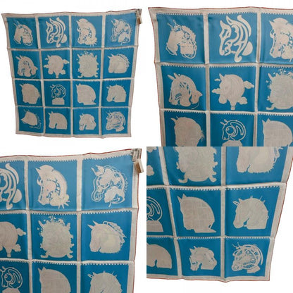 Hermes Shawl Carre 90 Chevaloscope Silk Scarf Blue