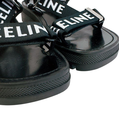 Celine Velcro Leo Strappy Fabric Sandals Black
