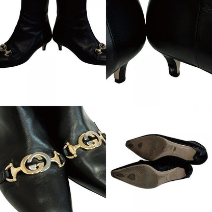 Gucci Short Boots Interlocking Zumi Leather Black