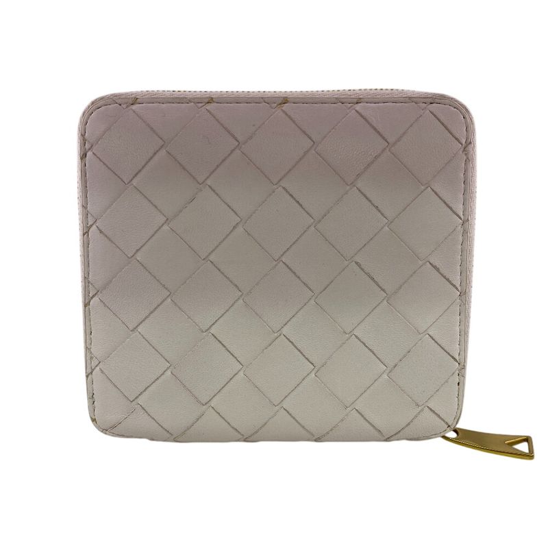 Bottega Veneta Zip Around Maxi Intrecciato Leather Bifold Wallet Pink