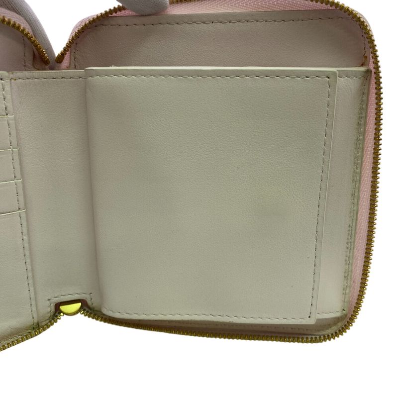 Bottega Veneta Zip Around Maxi Intrecciato Leather Bifold Wallet Pink