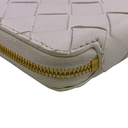 Bottega Veneta Zip Around Maxi Intrecciato Leather Bifold Wallet Pink