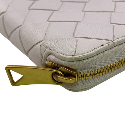 Bottega Veneta Zip Around Maxi Intrecciato Leather Bifold Wallet Pink