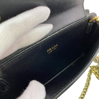 Prada Chain Wallet Leather Black