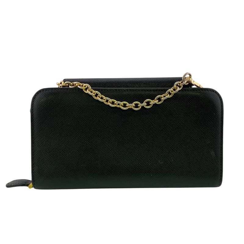 Prada Chain Wallet Leather Black