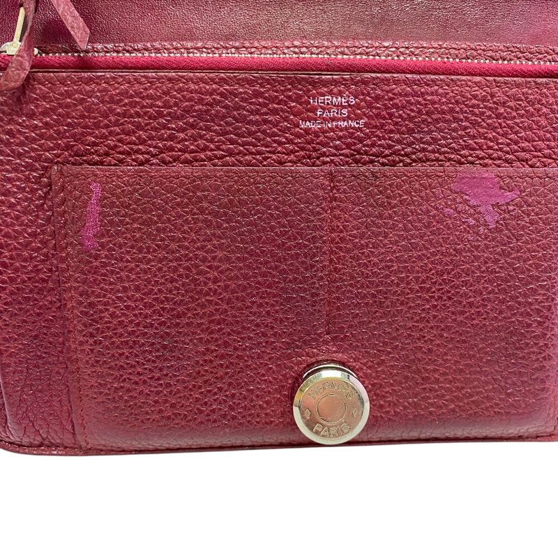Hermes Bifold Flap Dogon GM Taurillon Clemence Wallet Red