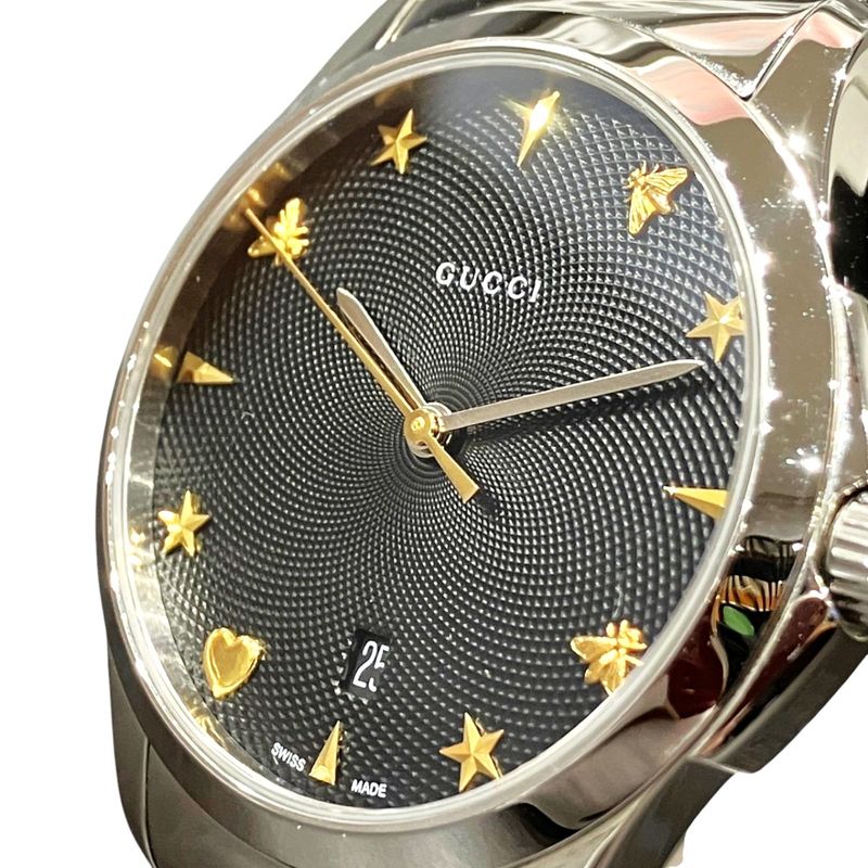 Gucci Timeless Watch SS Quartz Black Dial Dial