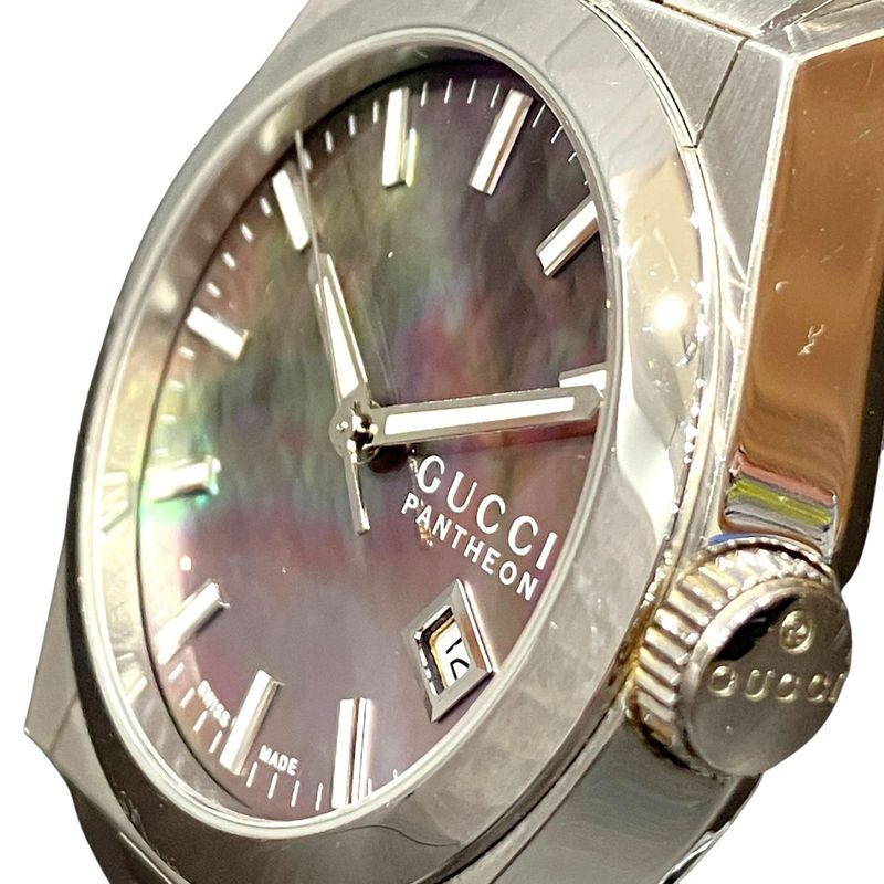 Gucci Pantheon Watch SS Quartz Black Shell Dial
