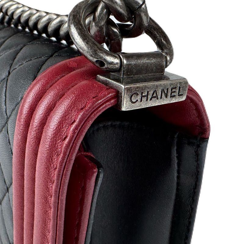 Chanel Shoulder Bag Boy Black Red