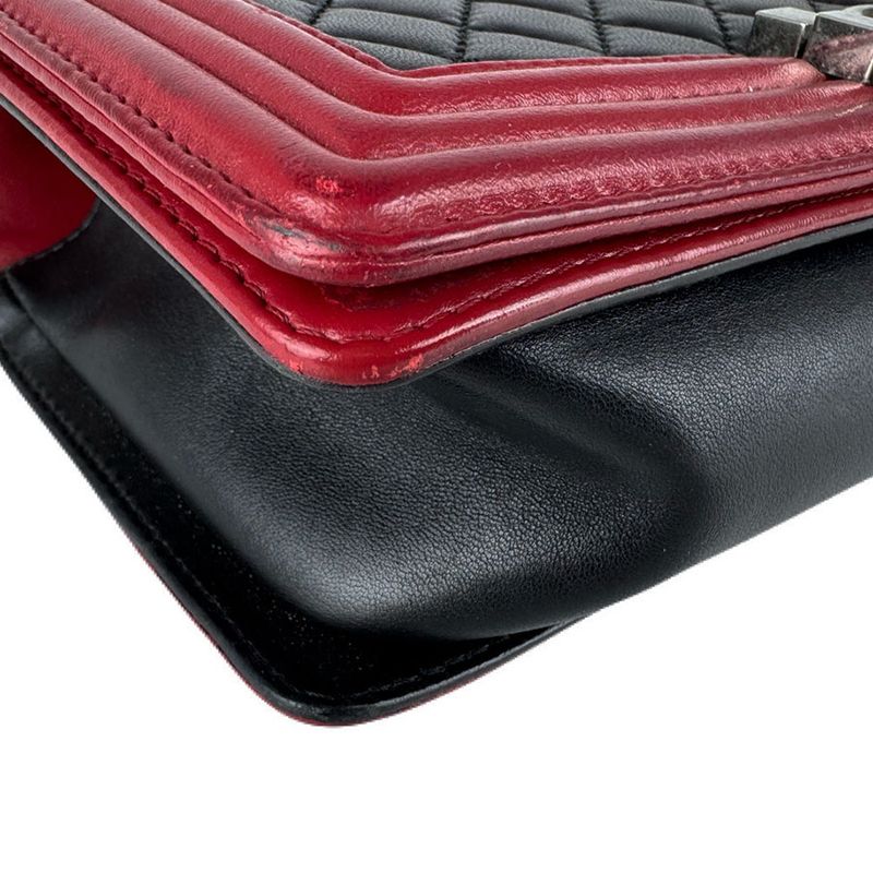 Chanel Shoulder Bag Boy Black Red