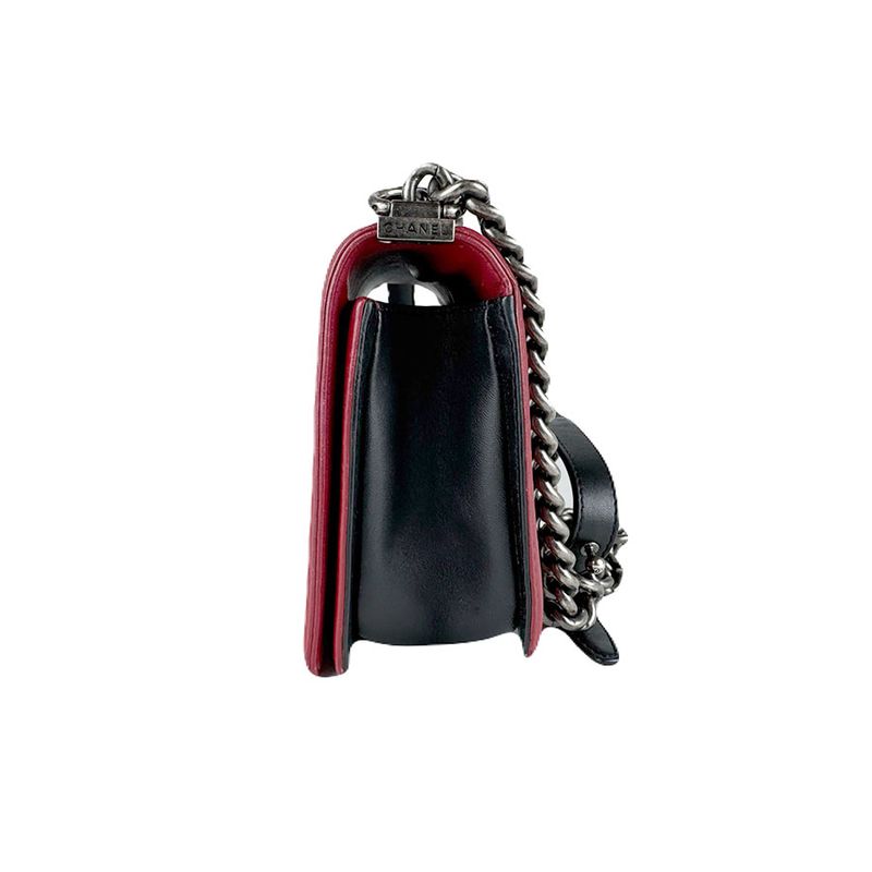 Chanel Shoulder Bag Boy Black Red