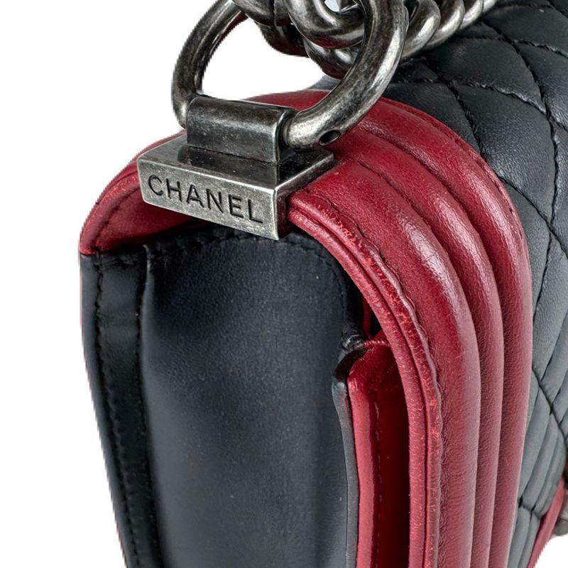 Chanel Shoulder Bag Boy Black Red