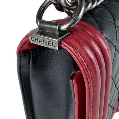 Chanel Shoulder Bag Boy Black Red