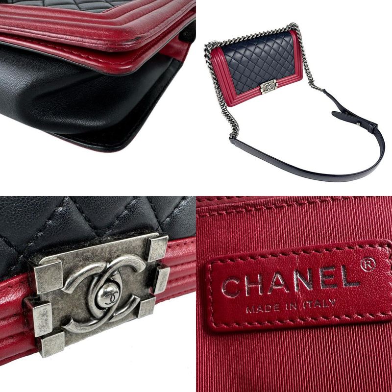 Chanel Shoulder Bag Boy Black Red