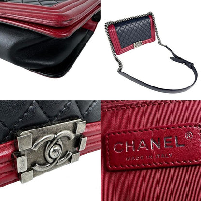 Chanel Shoulder Bag Boy Black Red