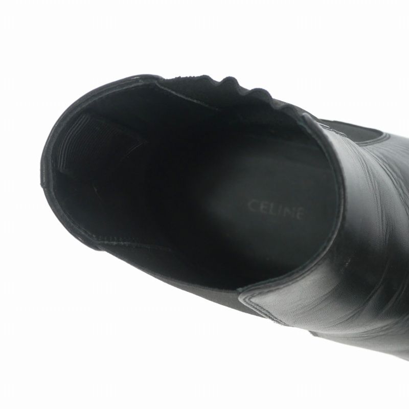 Celine Chelsea Boots Side Gore Leather Shoes Black 42.5