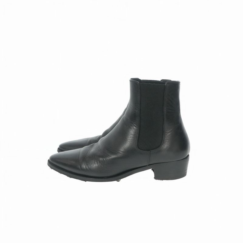 Celine Chelsea Boots Side Gore Leather Shoes Black 42.5