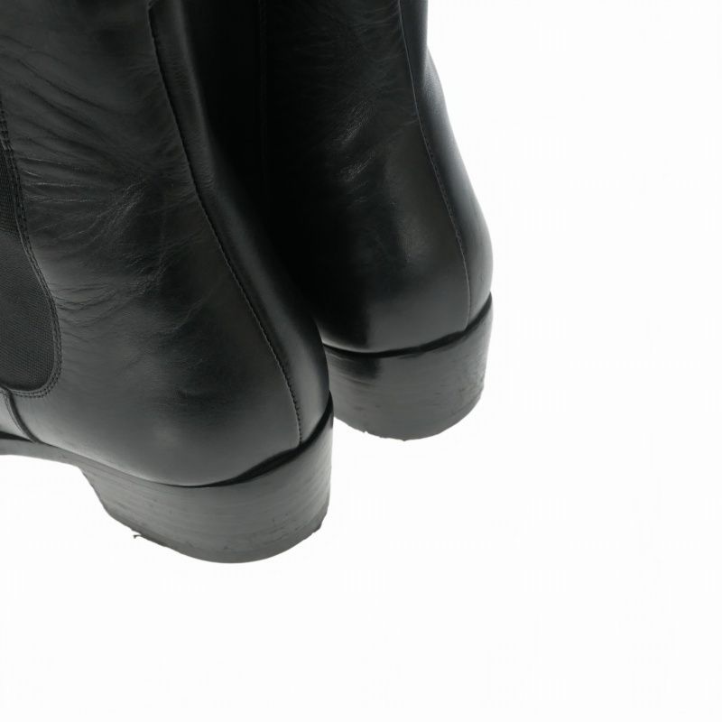 Celine Chelsea Boots Side Gore Leather Shoes Black 42.5