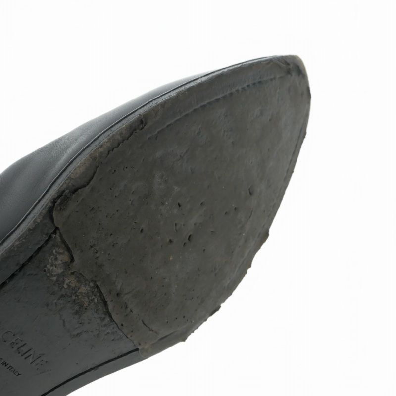 Celine Chelsea Boots Side Gore Leather Shoes Black 42.5