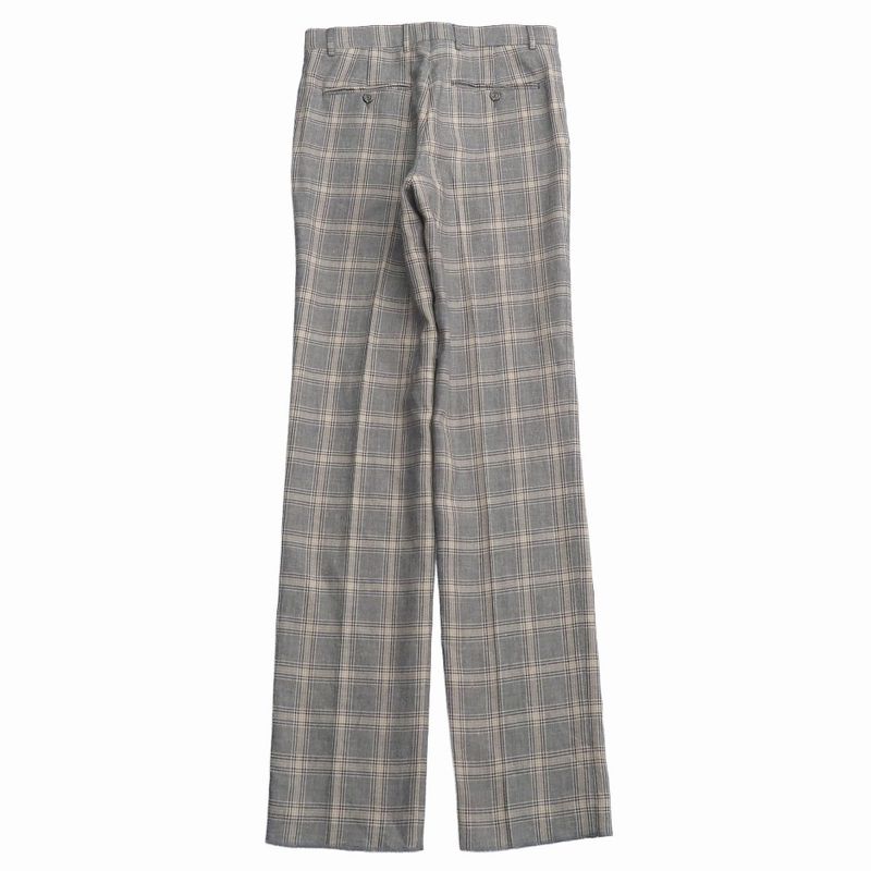 Gucci Pants 44 Check Trousers Pleated Beige Gray