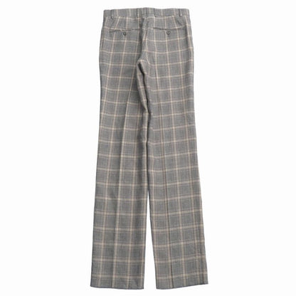Gucci Pants 44 Check Trousers Pleated Beige Gray