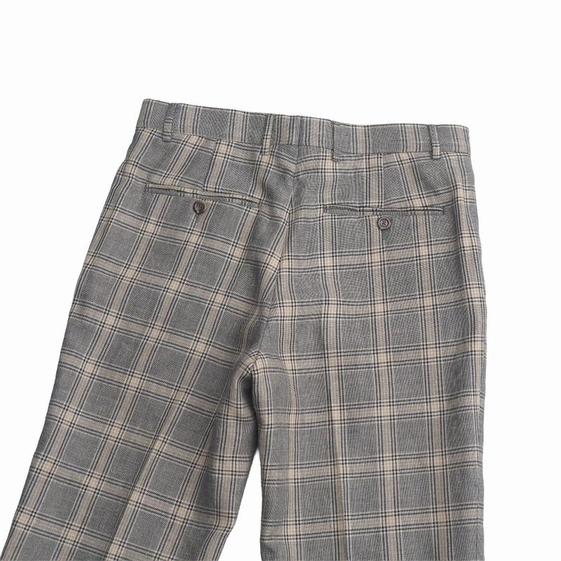 Gucci Pants 44 Check Trousers Pleated Beige Gray