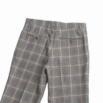 Gucci Pants 44 Check Trousers Pleated Beige Gray