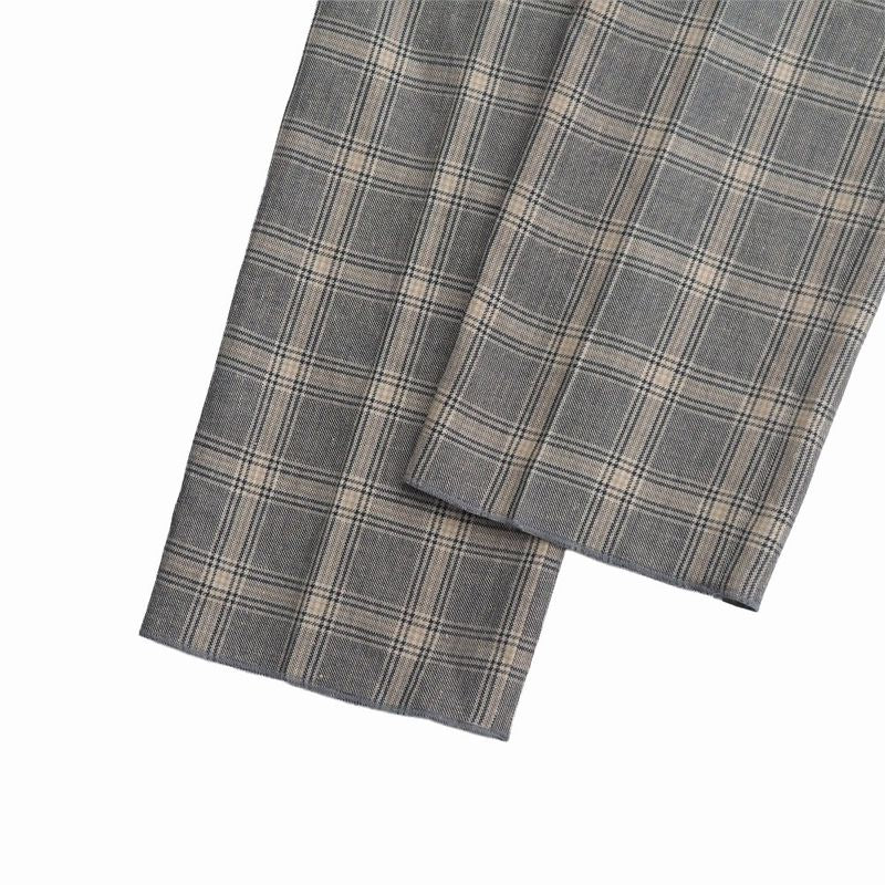 Gucci Pants 44 Check Trousers Pleated Beige Gray