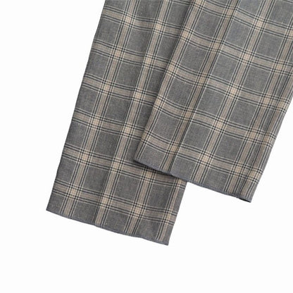 Gucci Pants 44 Check Trousers Pleated Beige Gray