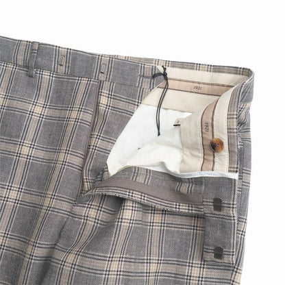 Gucci Pants 44 Check Trousers Pleated Beige Gray