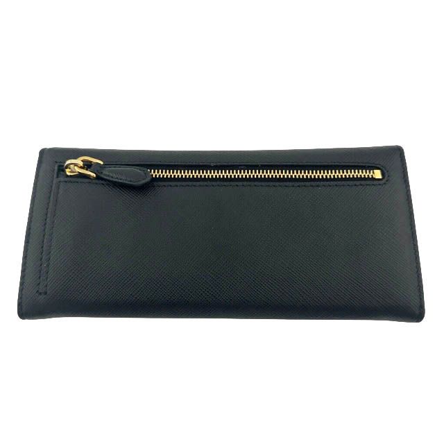 Prada Saffiano Triang Leather Triangle Logo Bifold Wallet Qhh Black