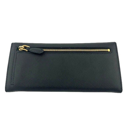 Prada Saffiano Triang Leather Triangle Logo Bifold Wallet Qhh Black