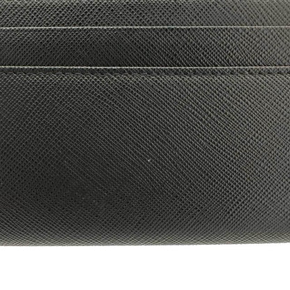 Prada Saffiano Triang Leather Triangle Logo Bifold Wallet Qhh Black