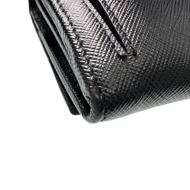 Prada Saffiano Triang Leather Triangle Logo Bifold Wallet Qhh Black