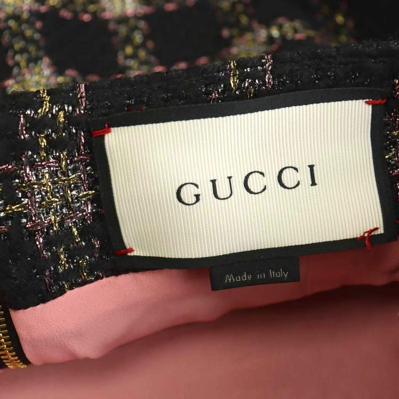 Gucci Lame Tweed Check Skirt Knee Length 36 Multicolor Black Pink SS Ss Os Sh
