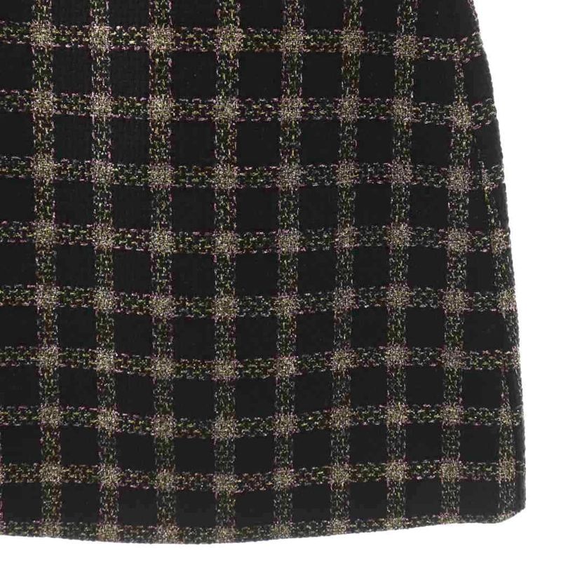 Gucci Lame Tweed Check Skirt Knee Length 36 Multicolor Black Pink SS Ss Os Sh