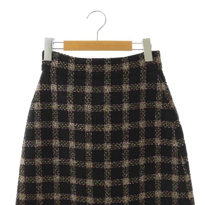 Gucci Lame Tweed Check Skirt Knee Length 36 Multicolor Black Pink SS Ss Os Sh