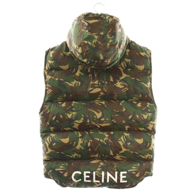 Celine Camo Pattern Vest Jacket Outer Khaki Beige Brown CX