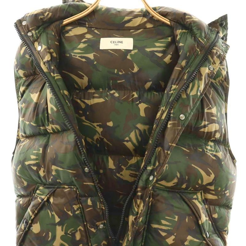 Celine Camo Pattern Vest Jacket Outer Khaki Beige Brown CX