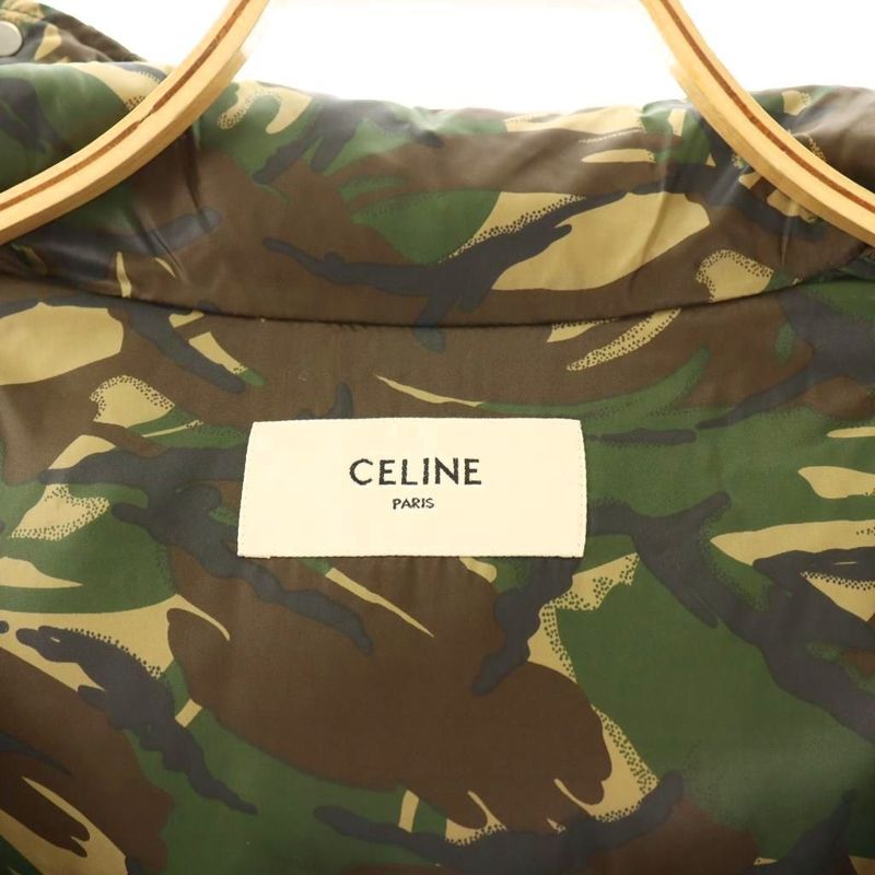 Celine Camo Pattern Vest Jacket Outer Khaki Beige Brown CX